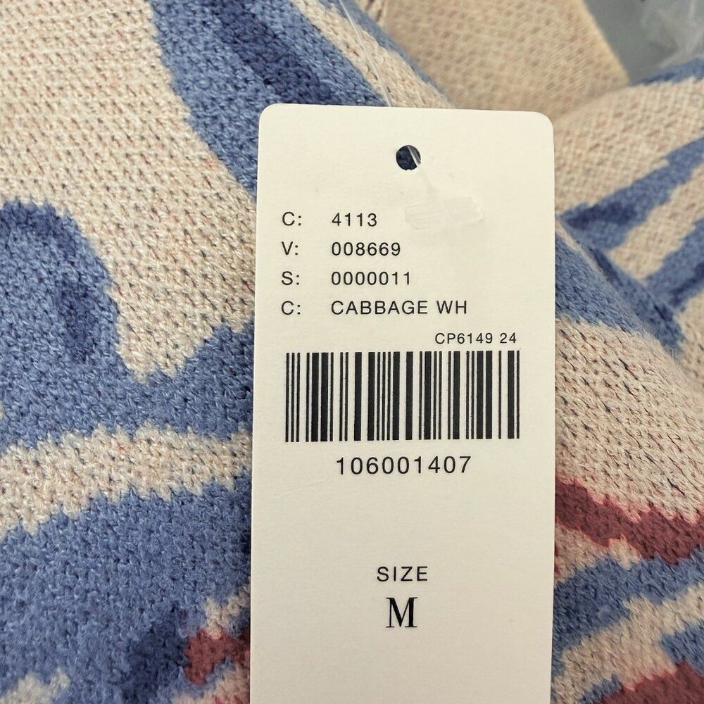 Anthropologie Maeve CARYS Mock Neck Sweater Womens Medium Cabbage White Hearts - Picture 7 of 8